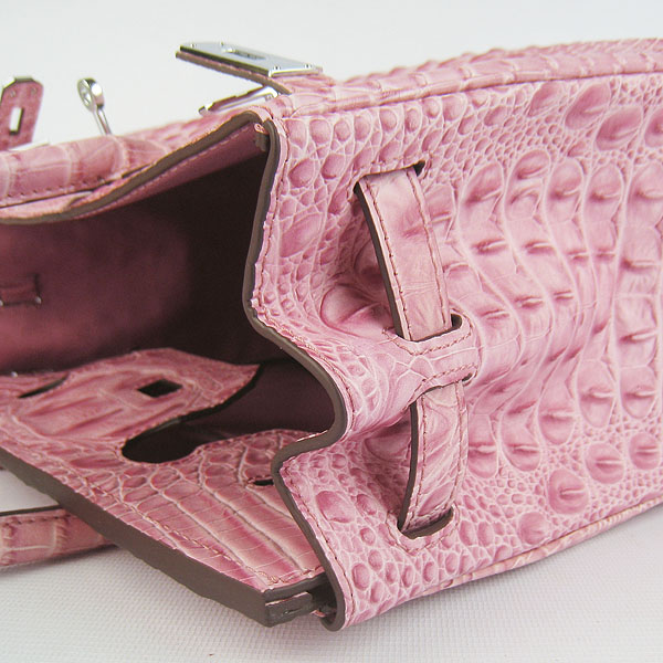 Replica Hermes Birkin 30CM Crocodile Head Veins Bag Pink 6088 On Sale - Click Image to Close